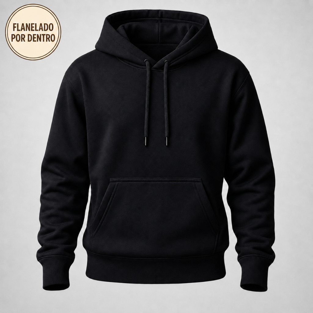 Moletom Canguru Algodão Unissex Blusa de Frio Fla