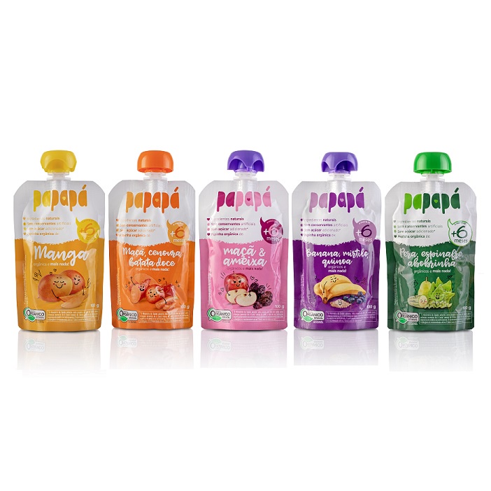 Kit 5 Papinhas Orgânicas Papapá Todos 5 Sabores 