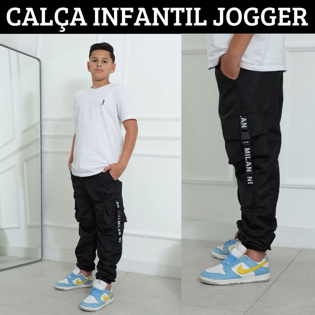 Calça Jogger Tactel Infantil Masculino Para Menin