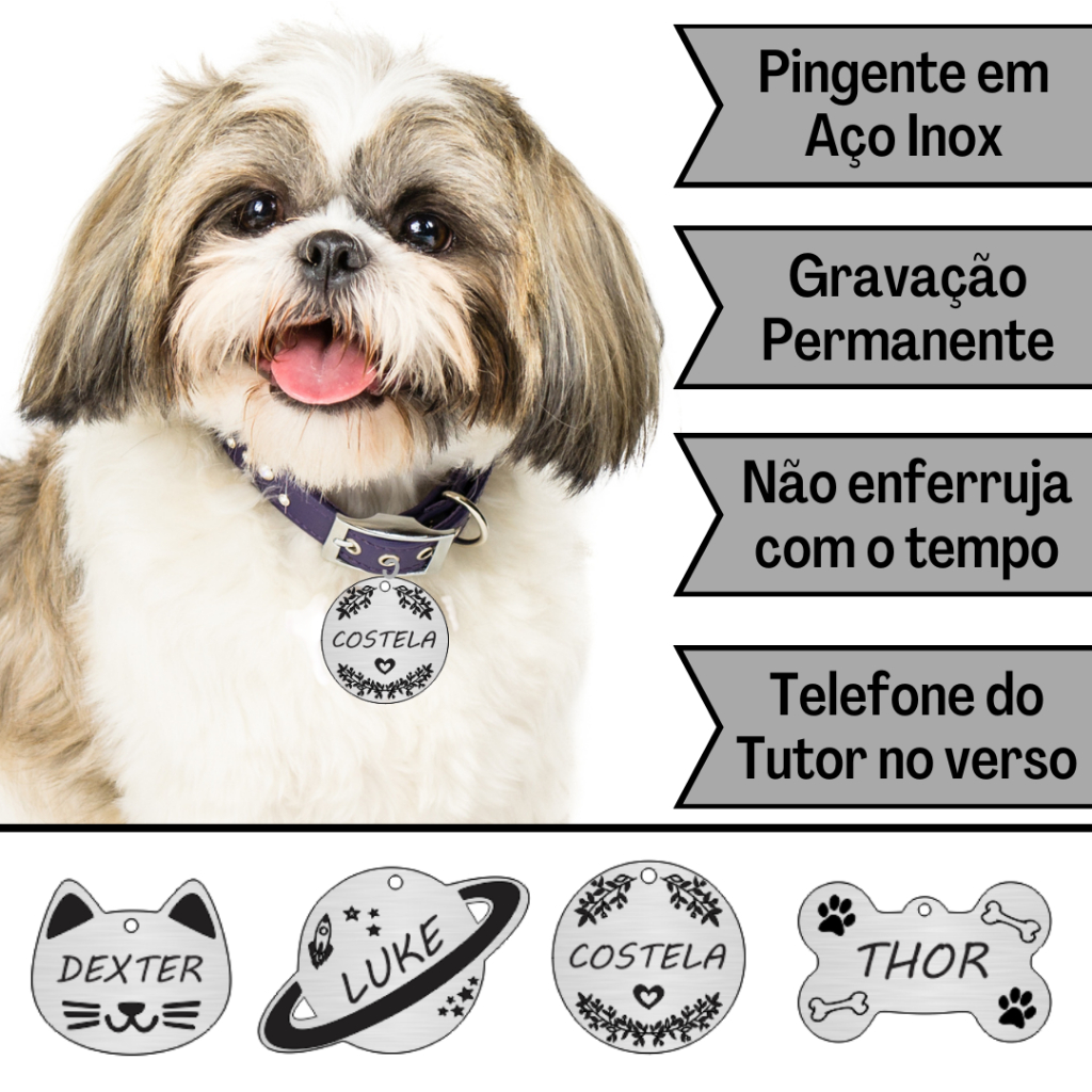 Plaquinha de identificação Pet Personalizado Cac