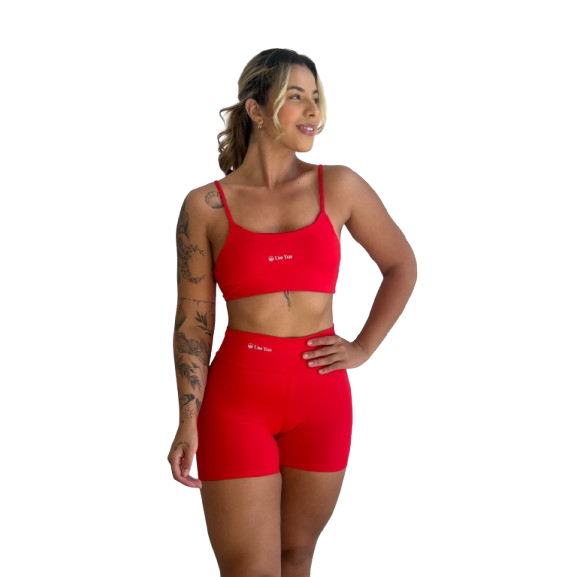 Conjunto Shorts Meia Coxa Cinturado + Top Forrado 