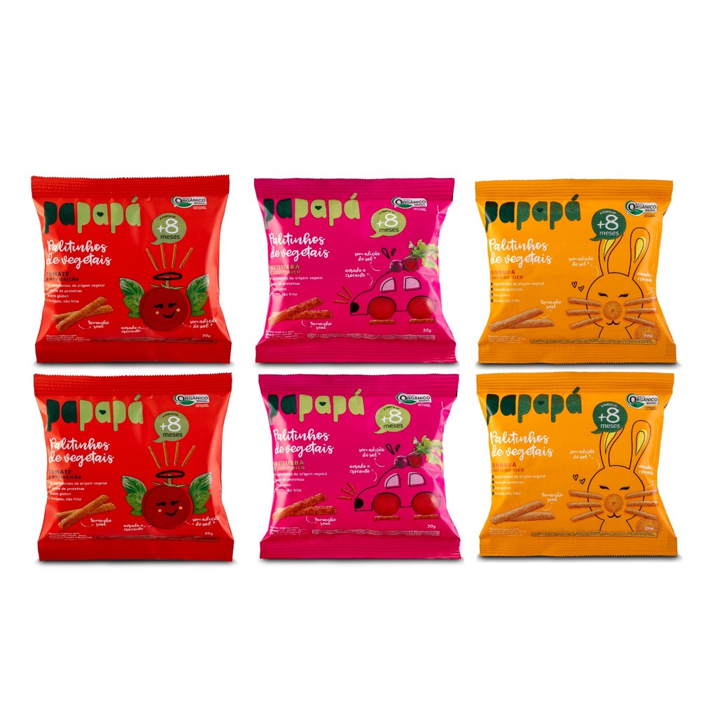 Kit 6 Palitinhos de Vegetais Biscoito Infantil Pap