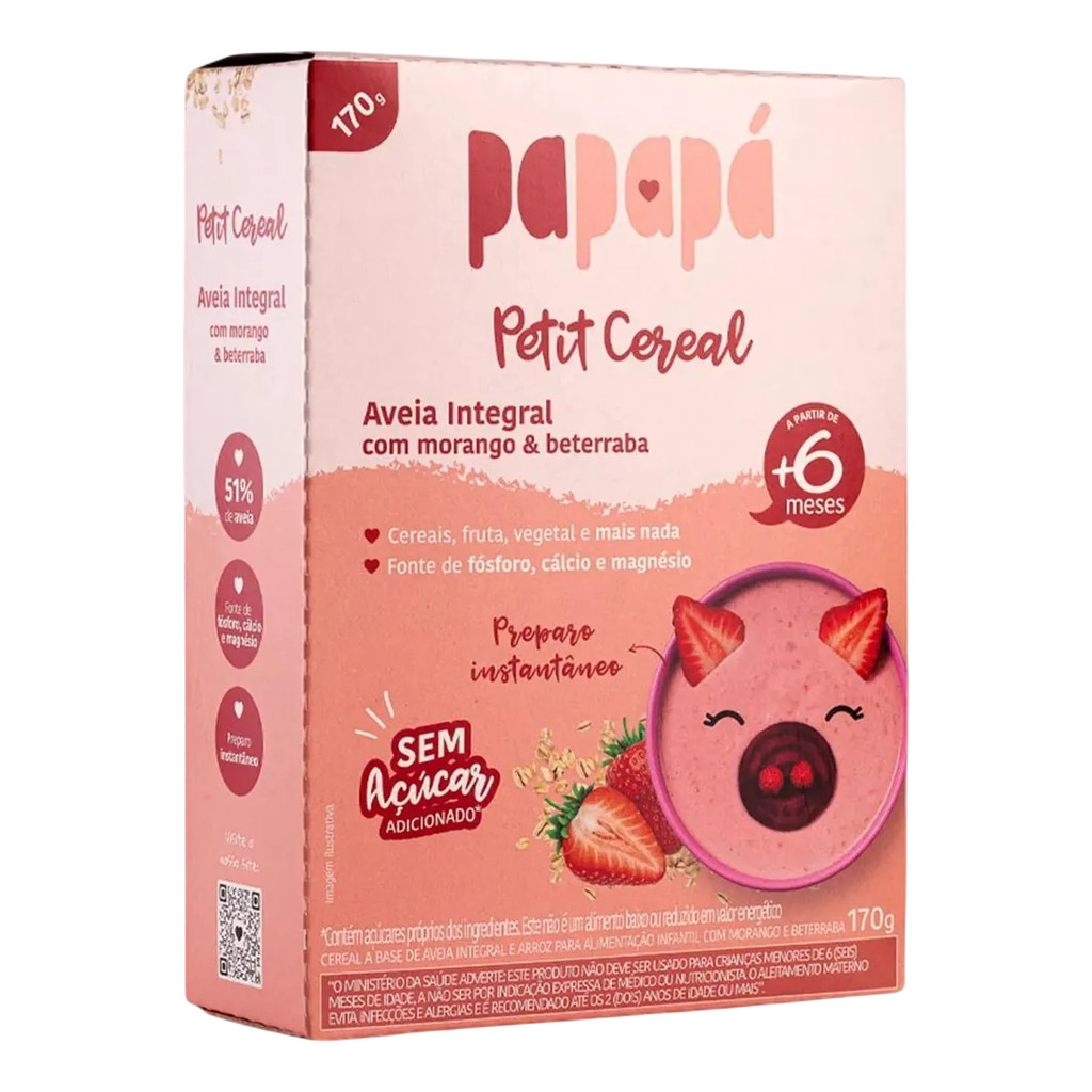 Cereal De Aveia Integral Morango E Beterraba Papap