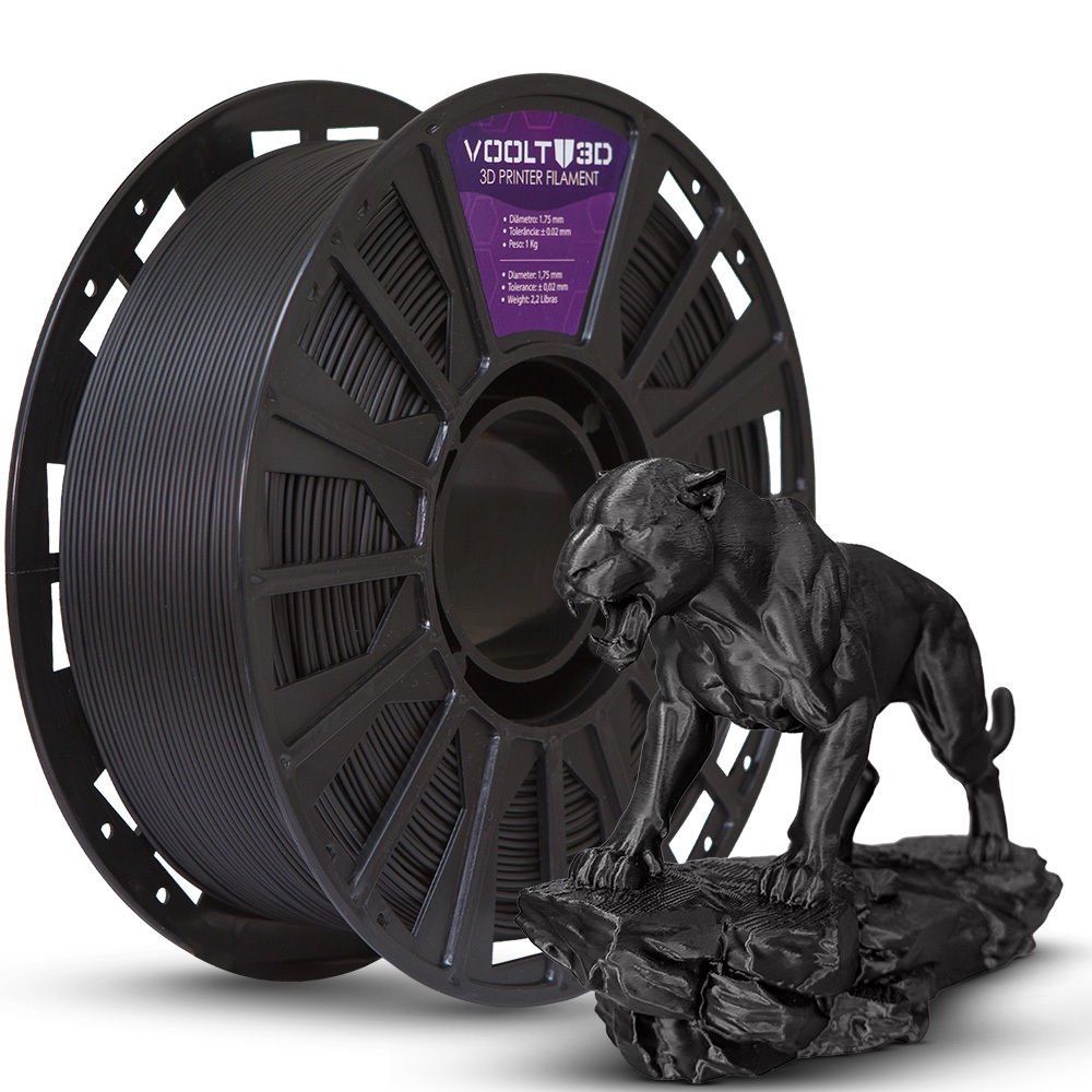 Filamento PLA Preto Velvet Premium 1Kg 1,75mm Efei