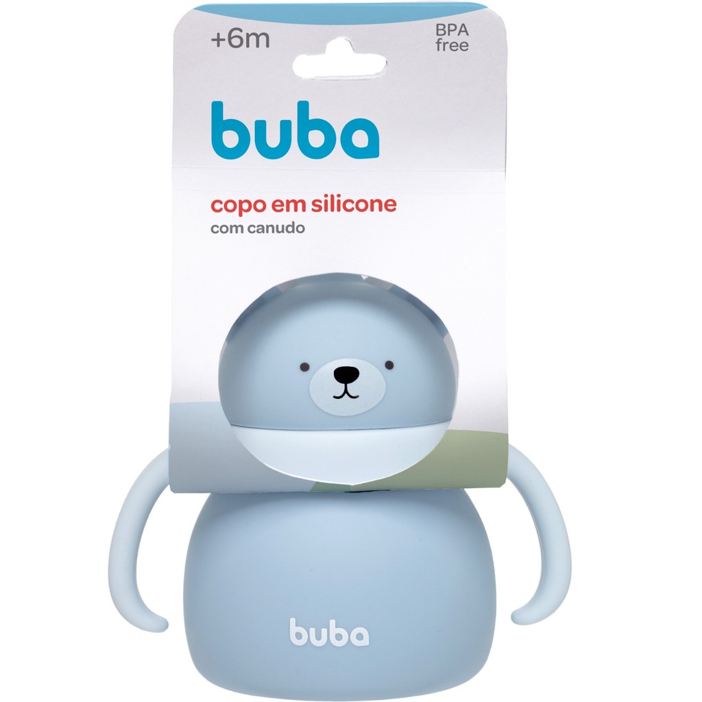 COPO EM SILICONE COM CANUDO BUBA URSINHO AZUL