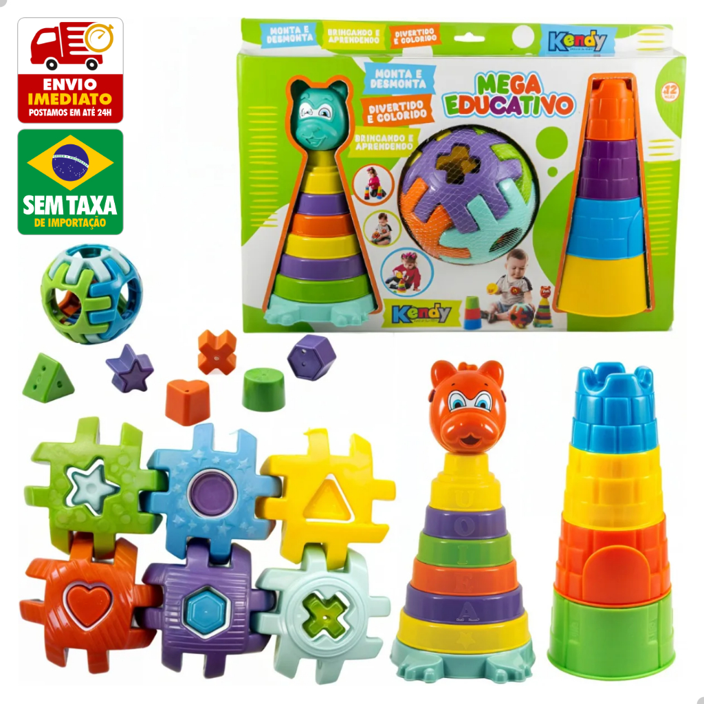Brinquedo Mega Educativo Bebe Empilha Encaixa Form