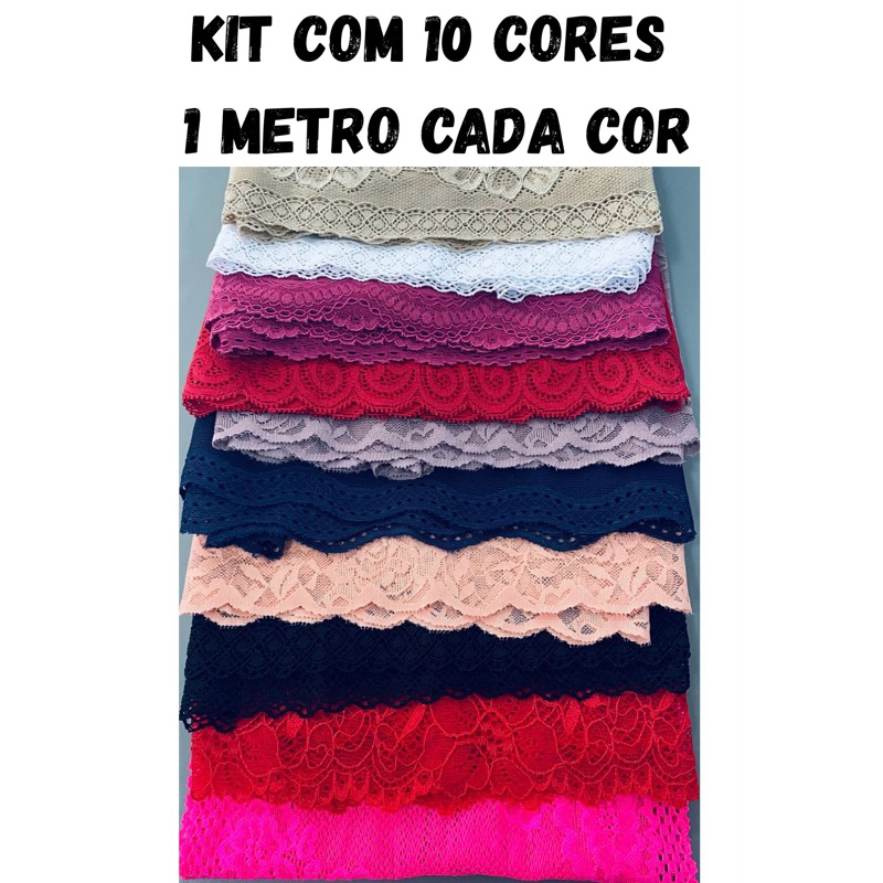 kit de renda 1 metro cada cor ,(10 cores) (9 cores