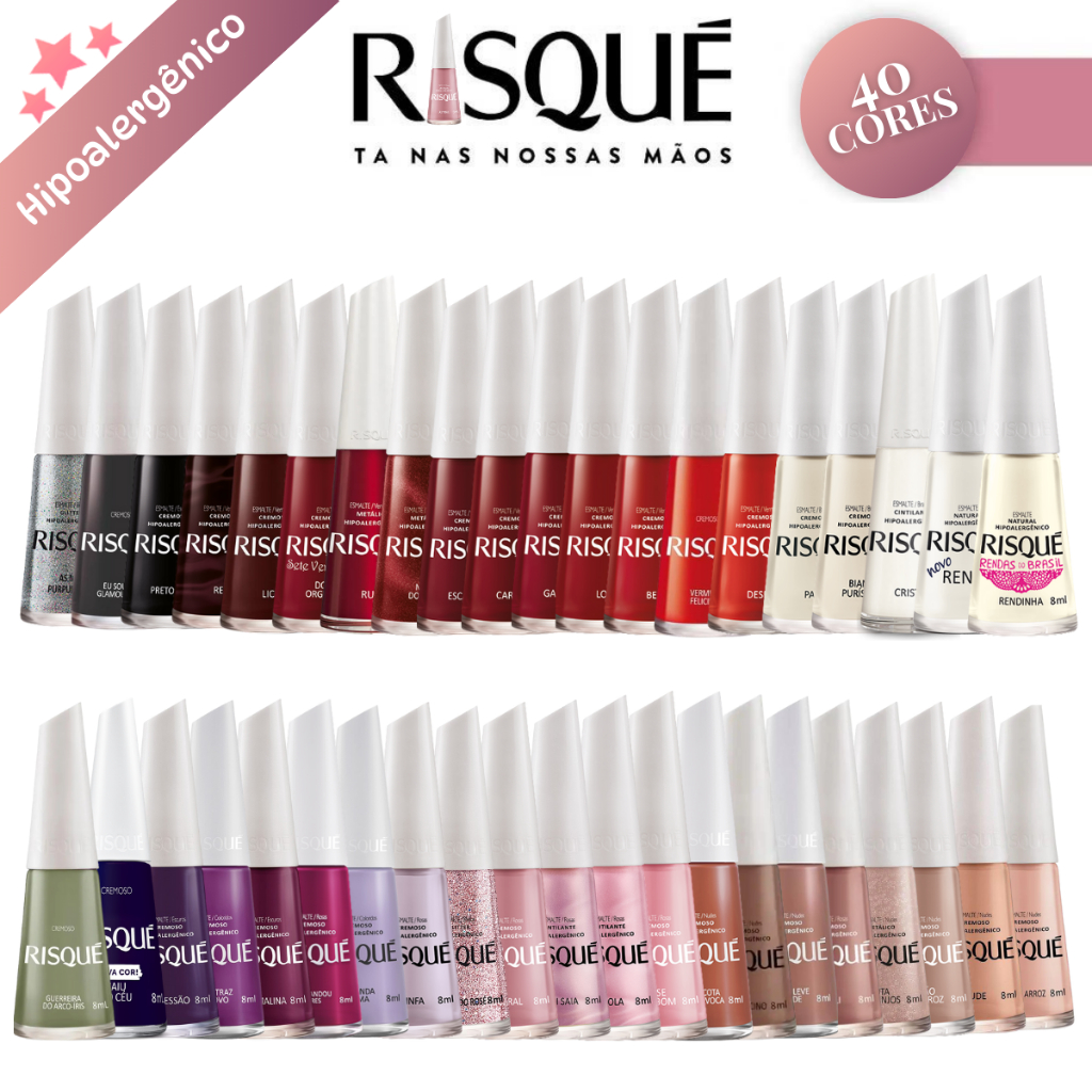 RISQUÉ KIT 40 ESMALTES DIFERENTES SORTIDOS HIPOAL