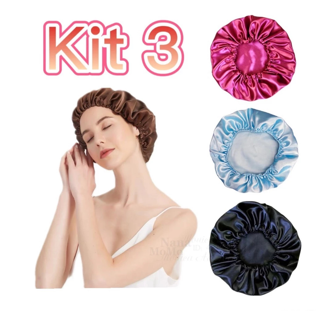 Kit 3 unidades Touca de Cetim Antifrizz TAM unico 