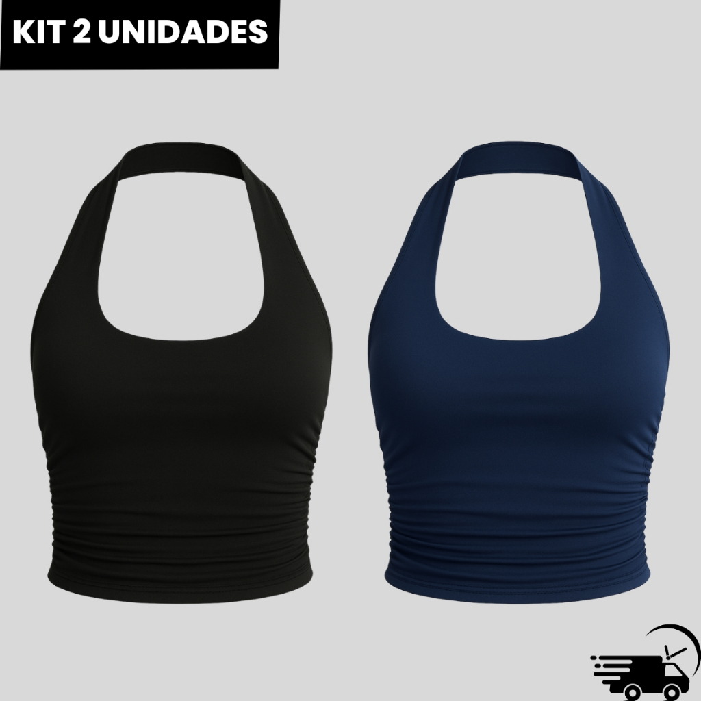 Kit 2 Top Frente Única Feminino Costa Nua Franzid