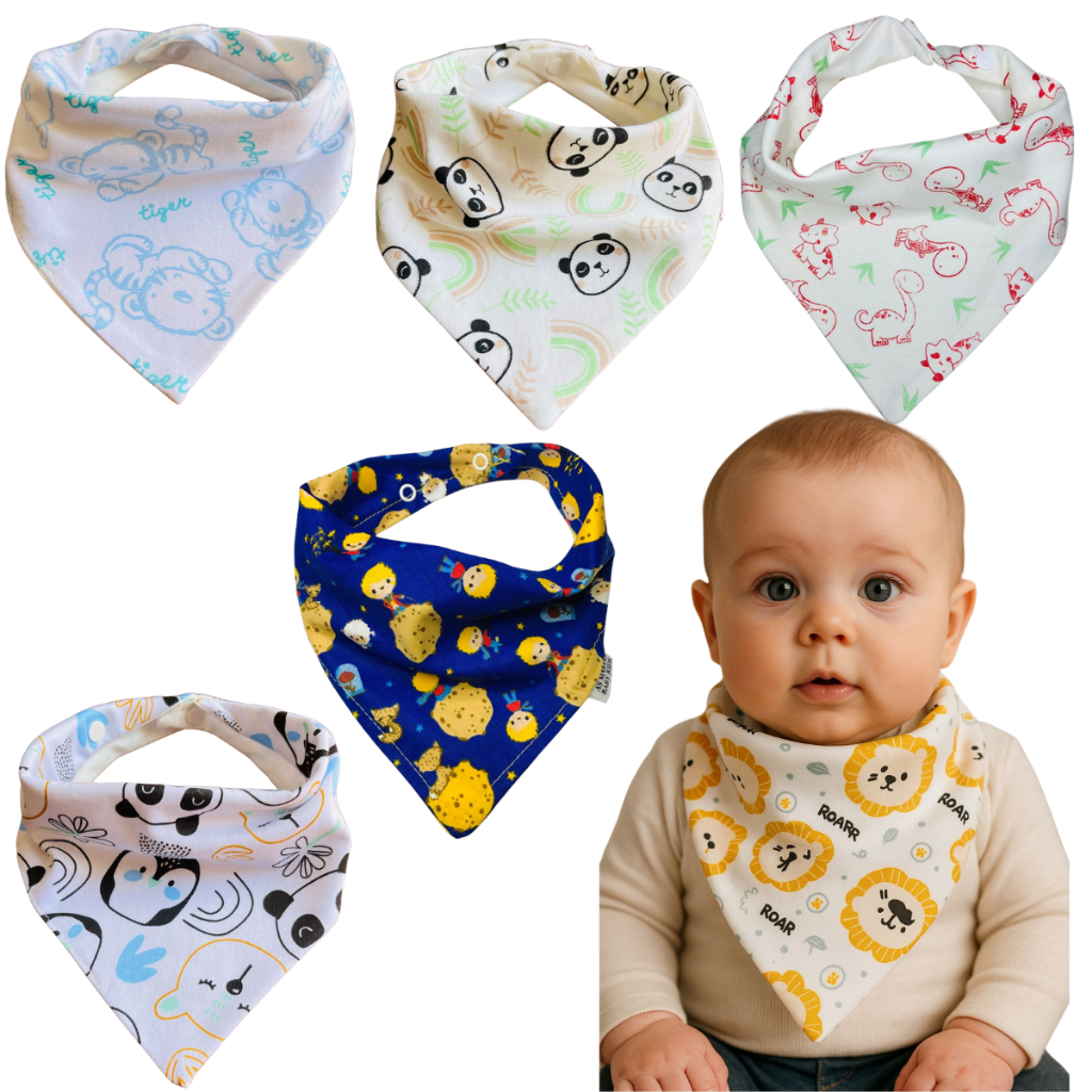 Kit C/10 Babadores Bandana de Bebê 100% Algodão 