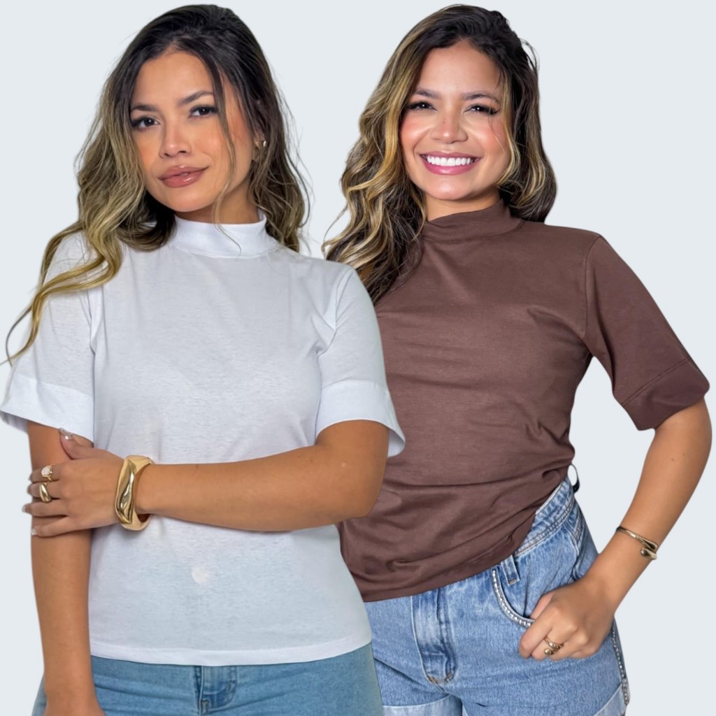 Blusa Feminina Gola Alta 100% Algodã – Fret