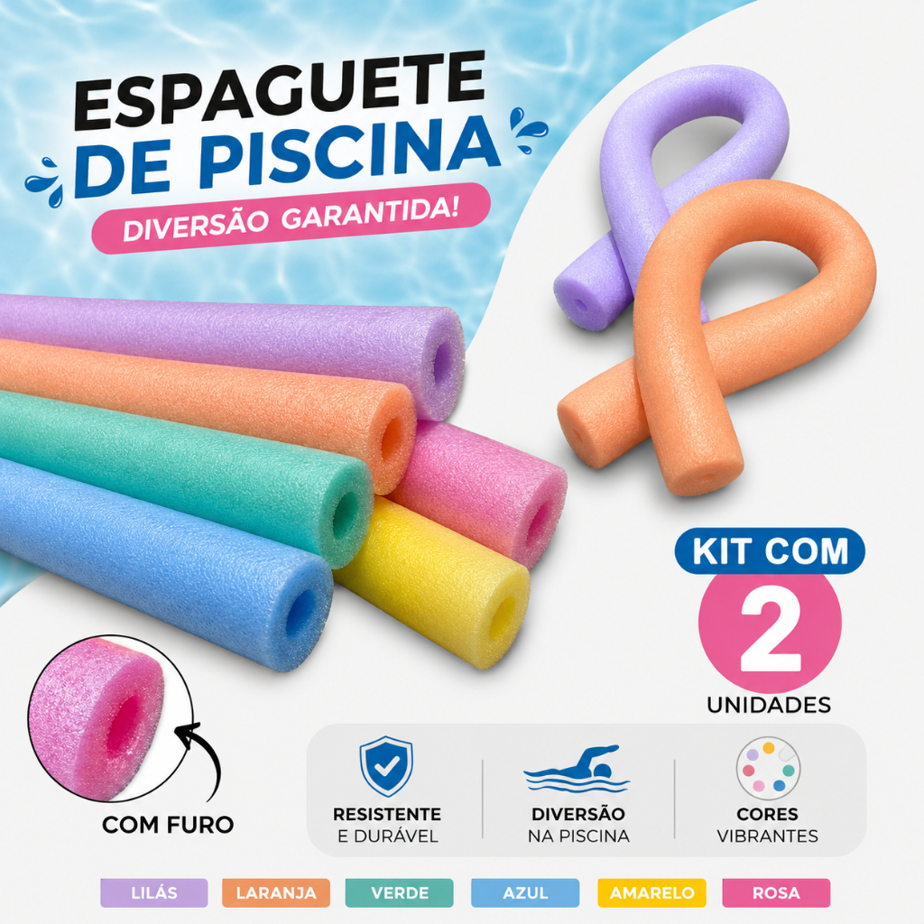 Kit 2 Boias Espaguete Piscina Infantil Adulto Maca