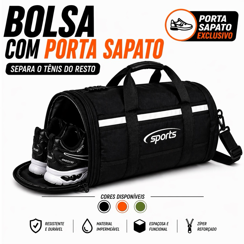 Bolsa Academia Porta Sapato Reforçada