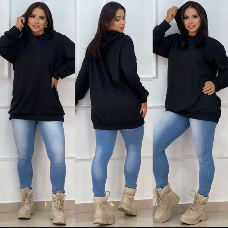 Blusão Feminino Lanzinha Oversized Com Capuz Inve