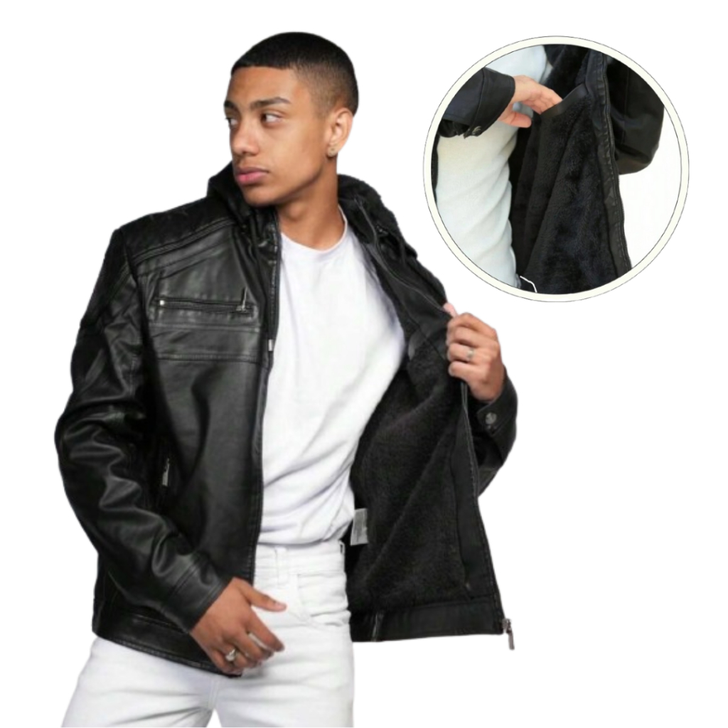 Jaqueta De Couro Ecológico Forrada Masculina Moto