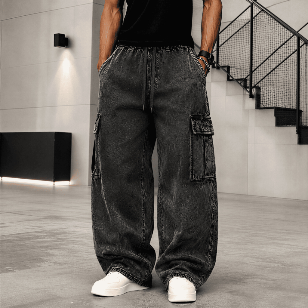 Calça Cargo Masculina Baggy Wide Leg Skate Oversi