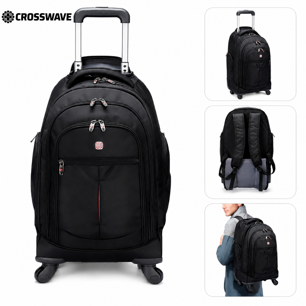 CROSSWAVE Mochila Executiva Premium 2 em 1 com Rod
