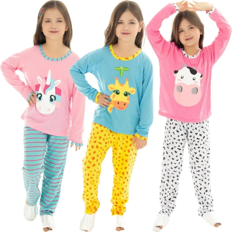 Pijama Infantil Manga Longa Feminino Inverno Perso