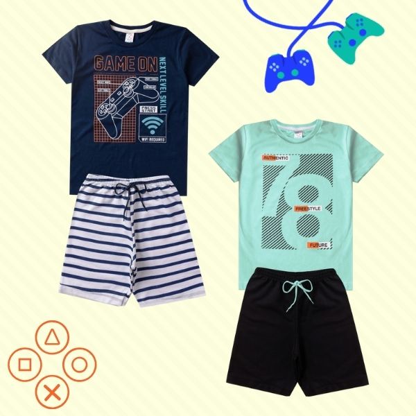 Conjunto infantil MENINO 2 PEÇAS Verão 1 ao 8