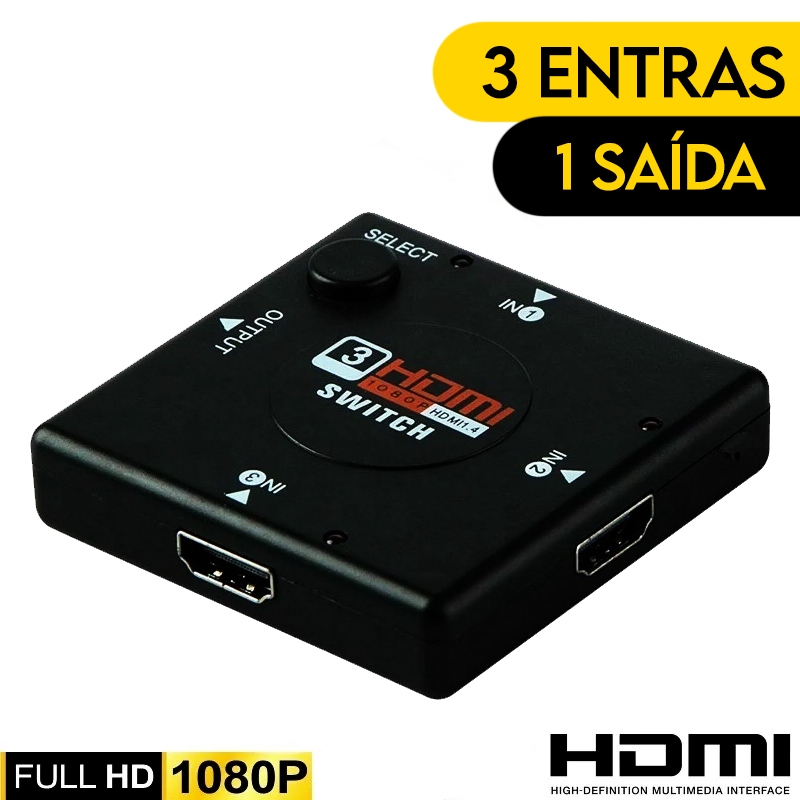 Chaveador Switch Hdmi 3×1 Full Divisor Hd 108