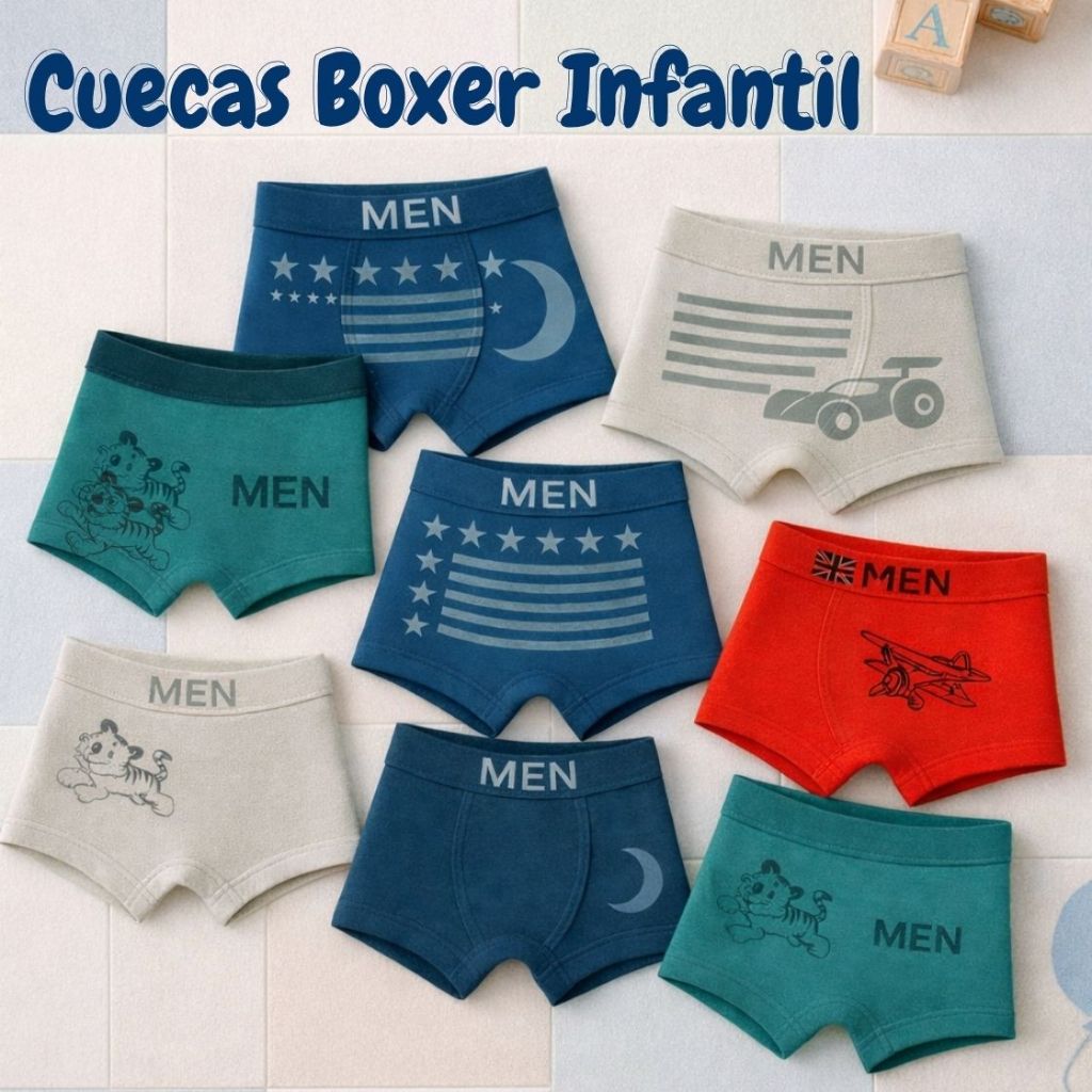 Kit 10,8,5 ou 3 Cuecas Boxer Infantil 2 a 10 anos 