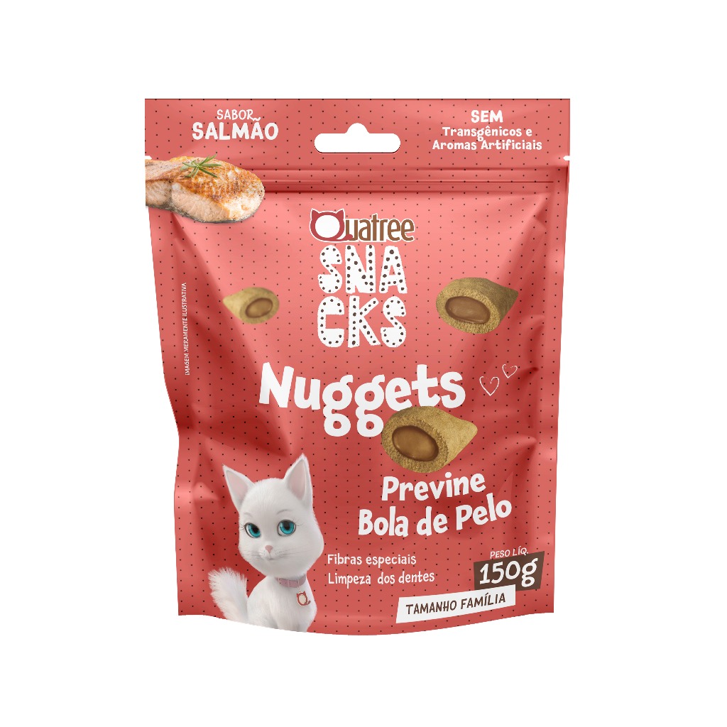 Petisco Snack Quatree Gatos Nuggets Salmão Bola d