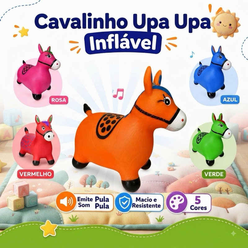 Cavalinho Upa Pula Inflável Musical Brinquedo Inf