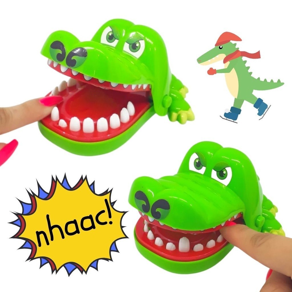 Brinquedo Crocodilo Dentista Morde Dedo Verde Jaca