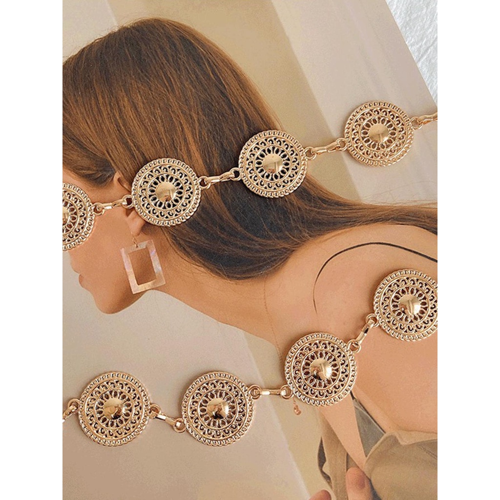 Moda Cinto De Moeda Das Mulheres Vestido De Ouro P