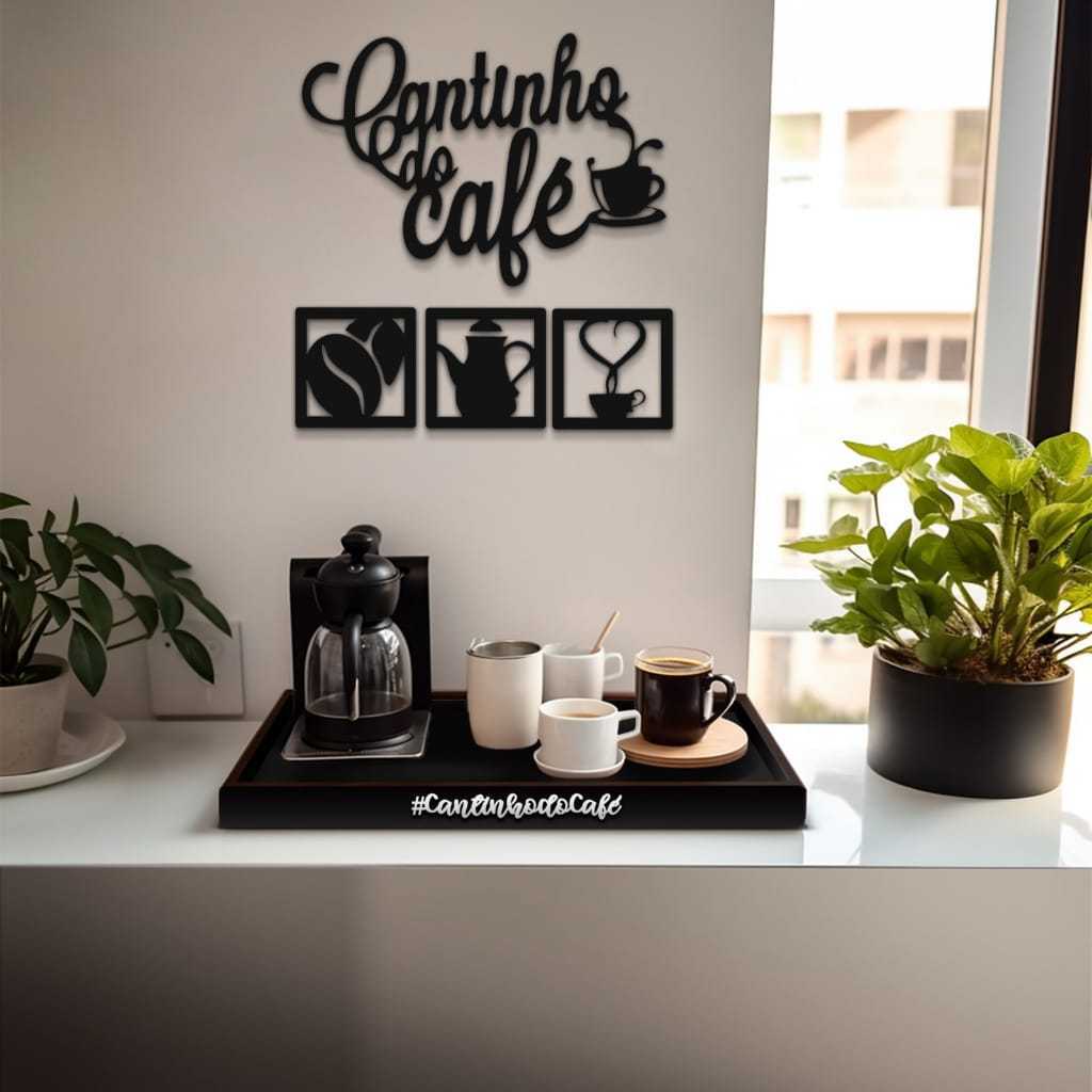 Cantinho do Café Kit com Bandeja Decorativa Adesi