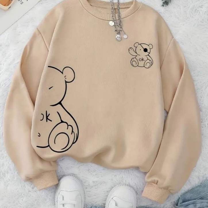Moletom Feminino Gola Careca Flanelado com Estampa