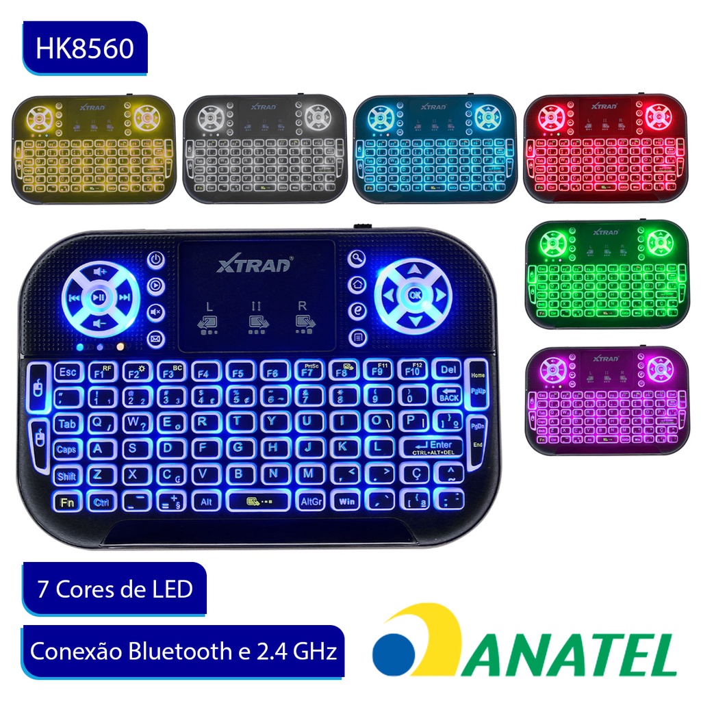 Mini Teclado Controle Bluetooth Sem Fio 2.4GHz Ilu
