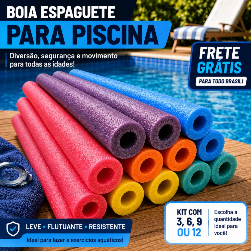 Kit 3 / 6 / 9 / 12 Boia Espaguete Flutuador Macarr