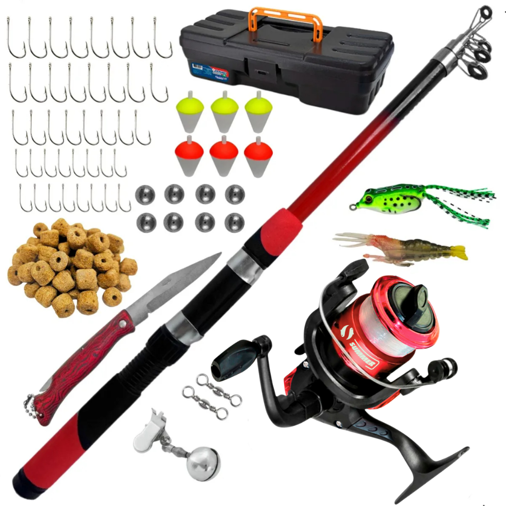 Kit Pesca Completo 1 Vara 1,70m + 1 Molinete + Ite
