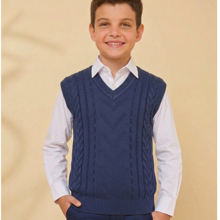 Colete Infantil Tricot Trabalhado Texturas Sofisti