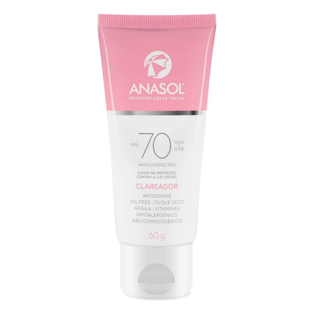Protetor Solar Facial Anasol FPS 70 Clareador UVA 