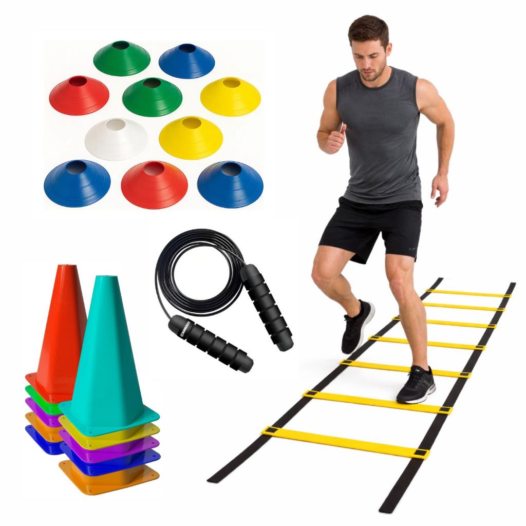 Kit Funcional 1 Escada Agilidade 10 Cones 10 Prato