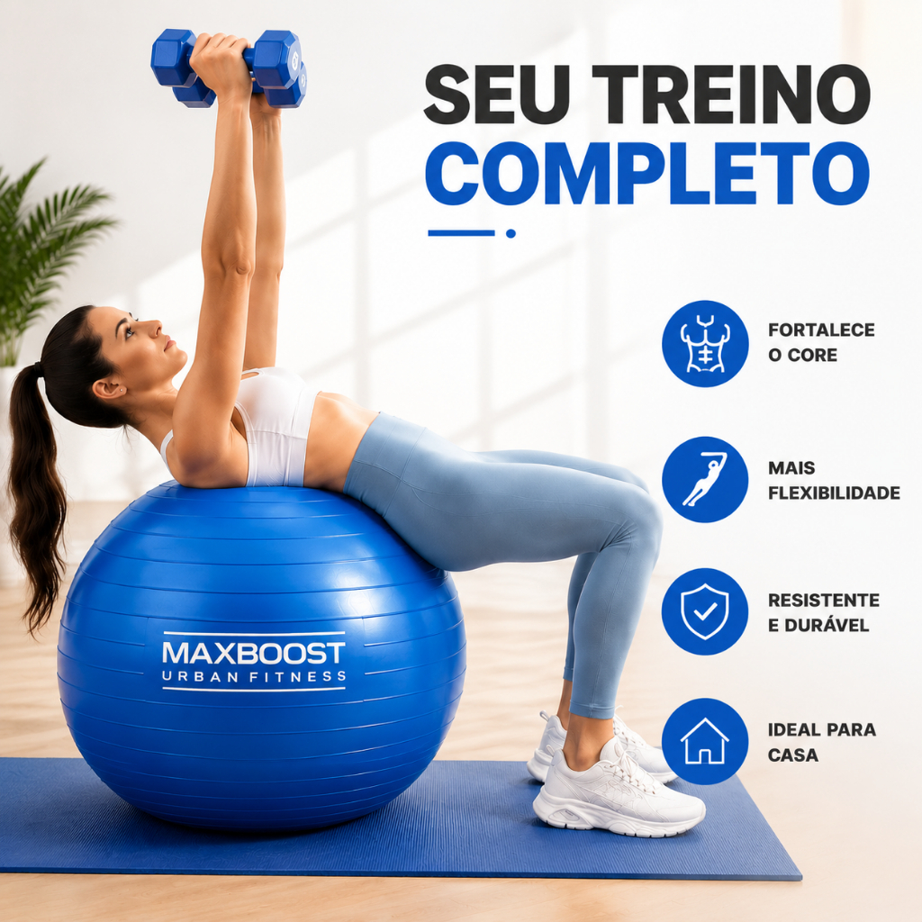 Bola de Pilates Suíça 65cm Treino Funcional Yoga