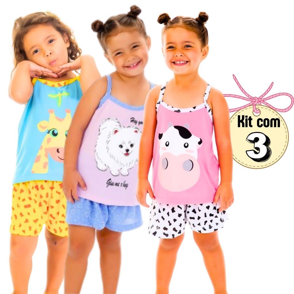 3 Baby Doll Infantil Verão Alcinha ou Regata Esta