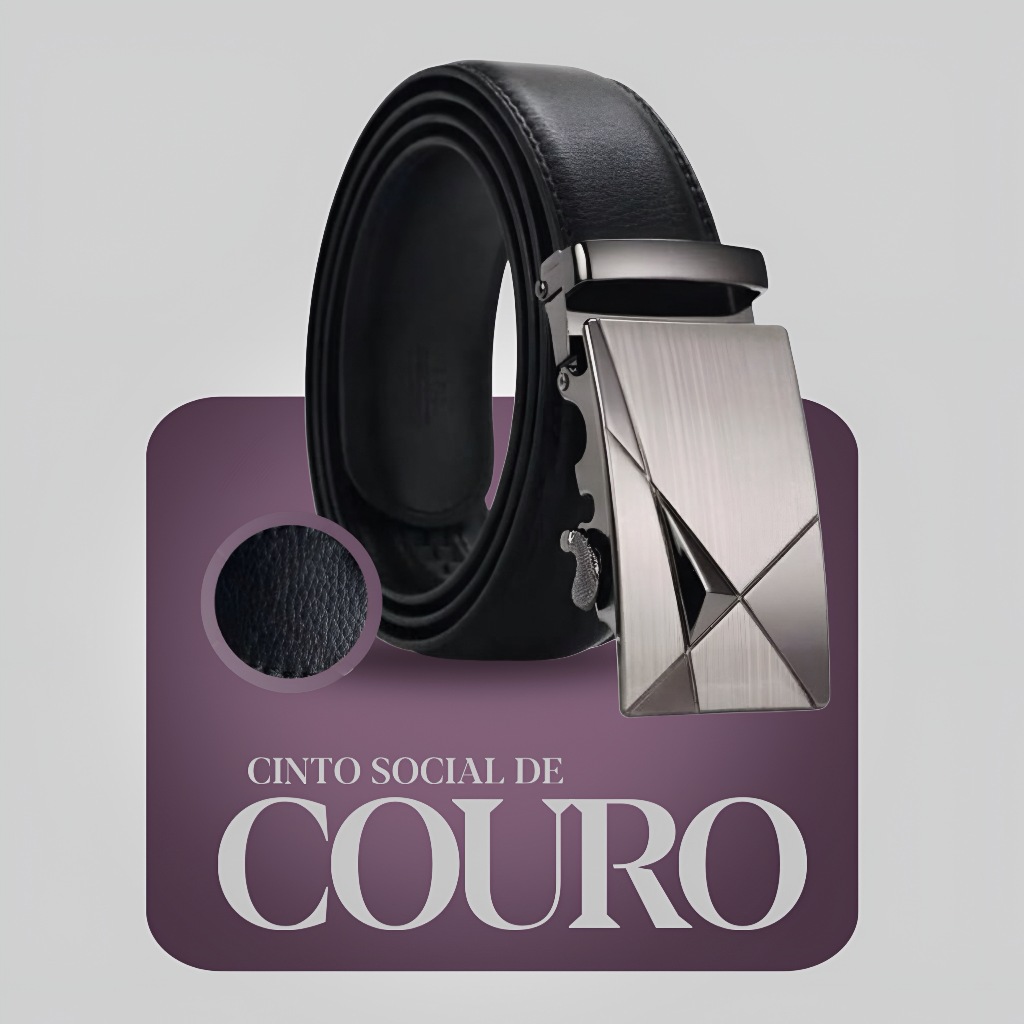 KIT 1 E 2 UNIDADES CINTO SOCIAL COURO FIVELA AUTOM