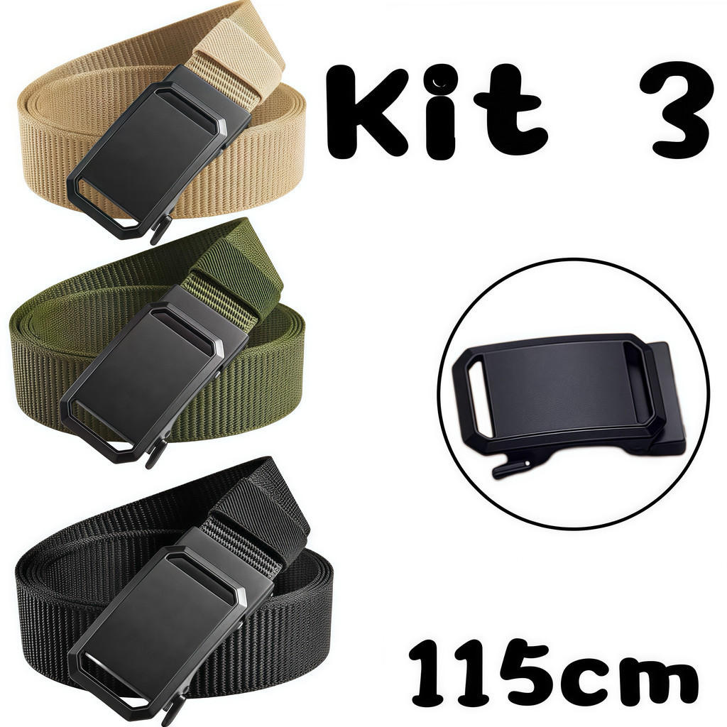 kit 3 Cinto Tático Com Fivela Automática Masculi