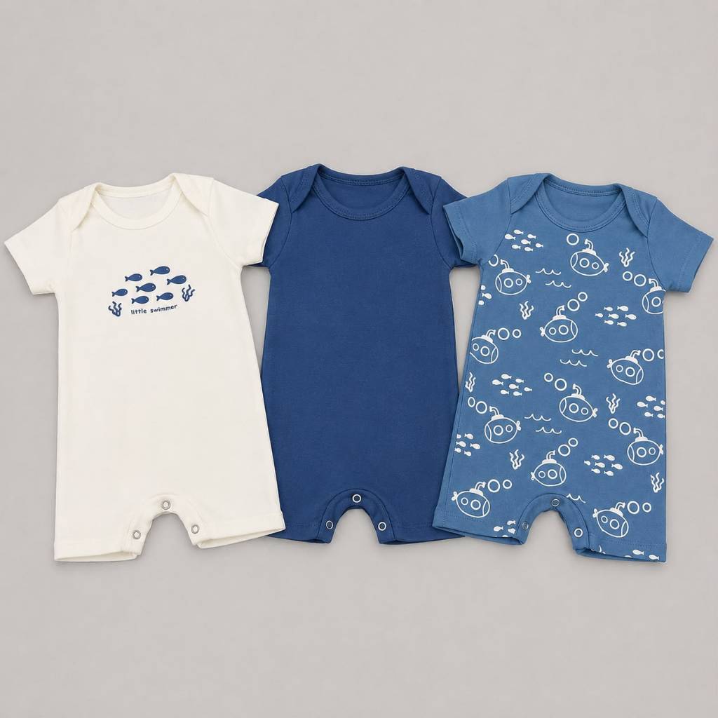Kit 3 Romper Minimalista Macacão Infantil Liso Es