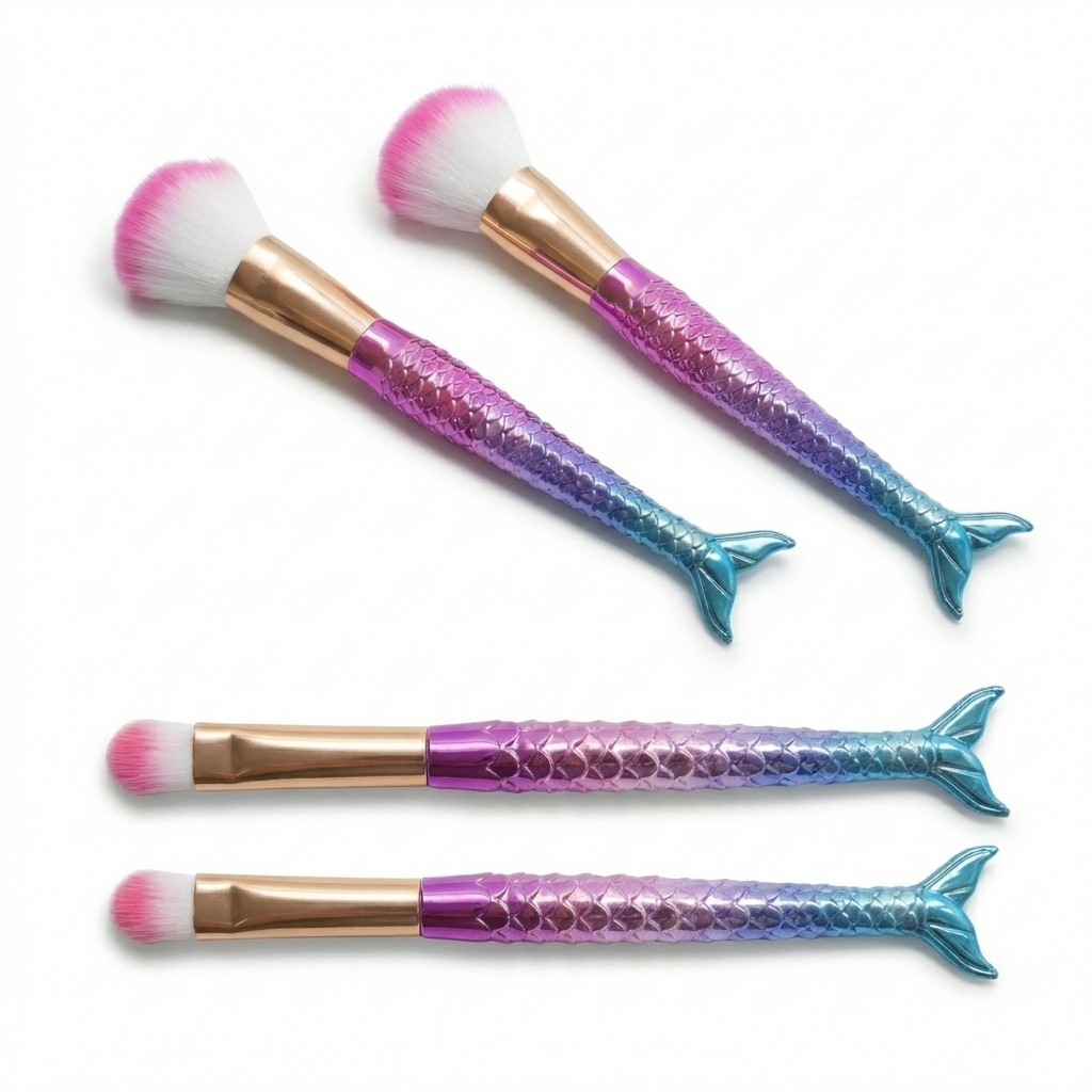 Kit 4 pincéis para maquiagem cauda de sereia + ki