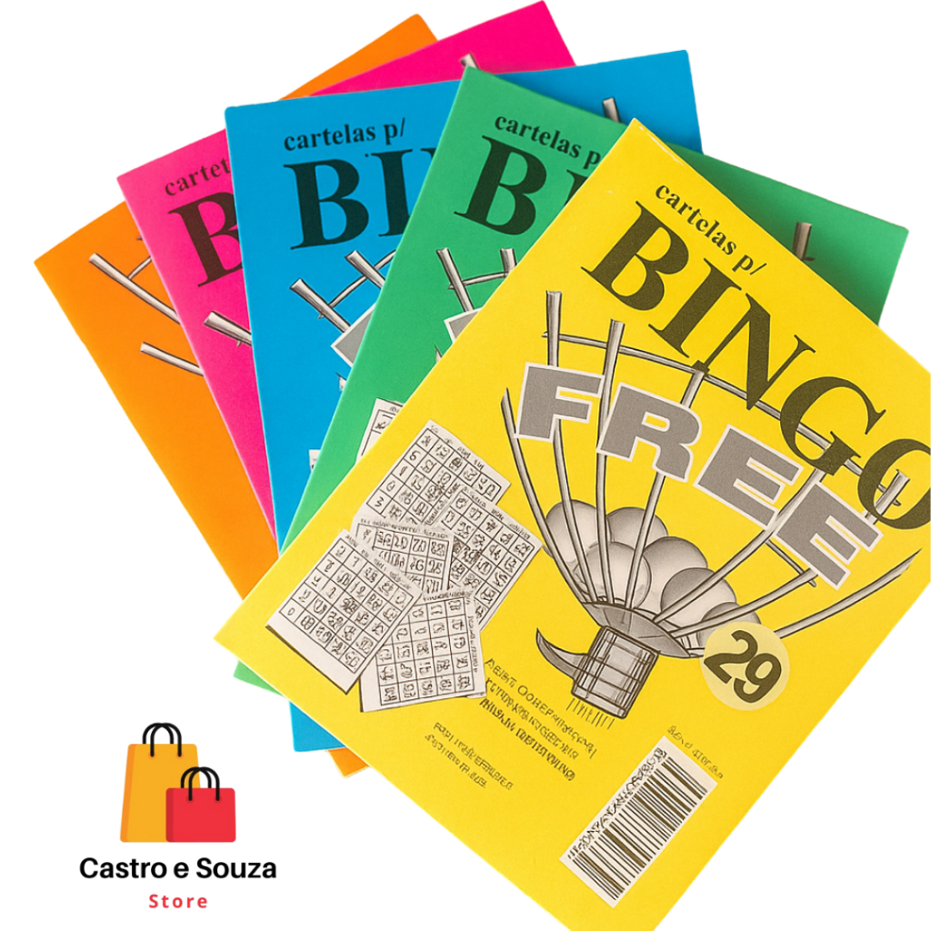 Kit 5 Blocos de Bingo Cartela Coloridas – to