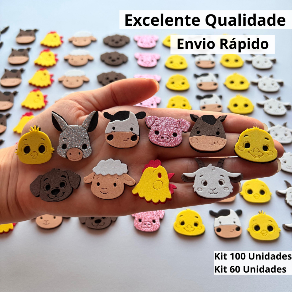 100 Apliques EVA Fazendinha | Ideal para Laços Pe