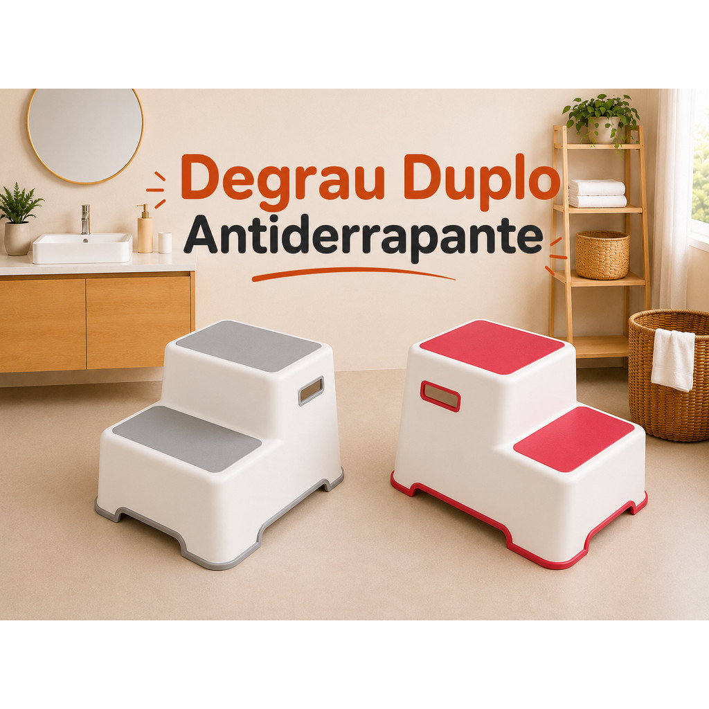 Escadinha infantil antiderrapante, degrau duplo, b