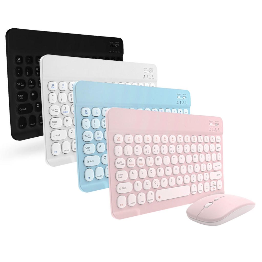 Kit Teclado E Mouse Macaron Bluetooth Ultrafino De