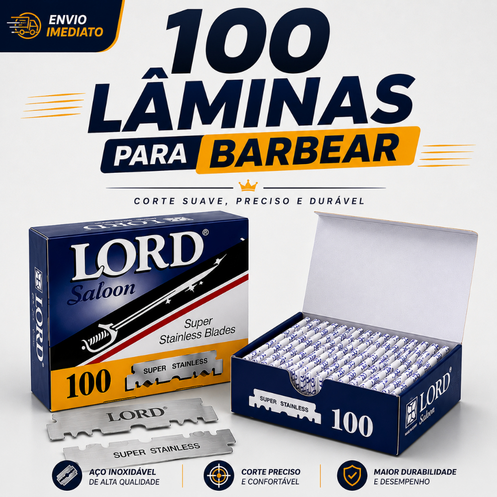 100 Lâminas LORD PLATINUM Gillete Profissional Pa