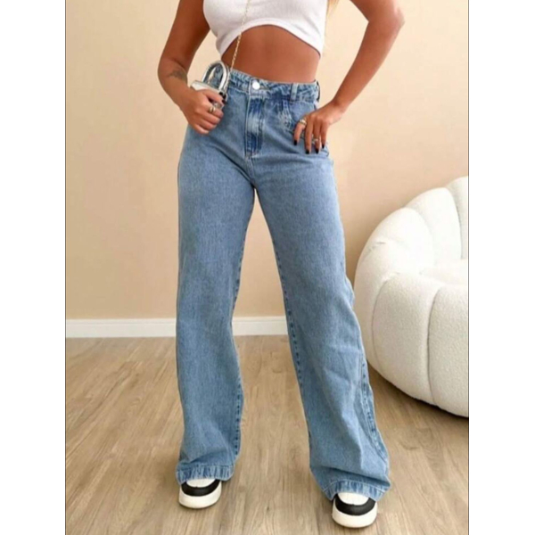 Calça Jeans Gaven Wide Leg Feminina Pantalona Cin